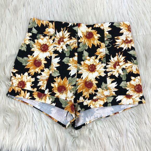 La Hearts Pants - LA Hearts High Waisted Sunflower Shorts